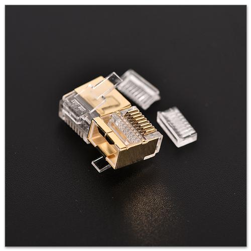 RJ45短体屏蔽水晶头选购指南 8P8C屏蔽金壳镀金二件式与扁网线水晶头详解